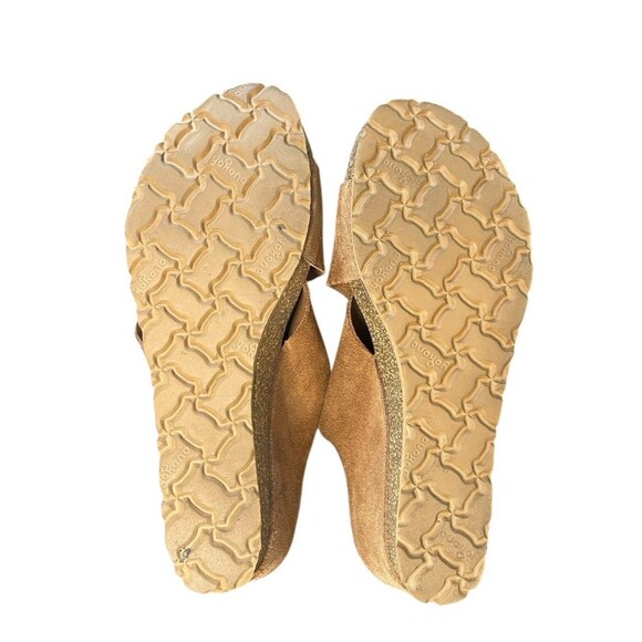 Yokono Brown Leather Strappy Suede  Wedge Cadiz Sandals Womens Size 7.5 Cork - Picture 10 of 12